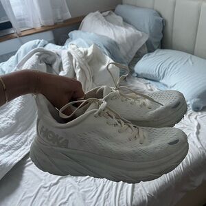 HOKA Clifton 8 white sneakers (size 6.5)